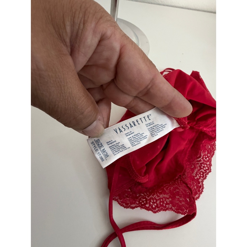 Vassarette Red Sheer Swiss Dot Lace Trim Babydoll Camisole Top Style 17-389 M/38 - Picture 3 of 3